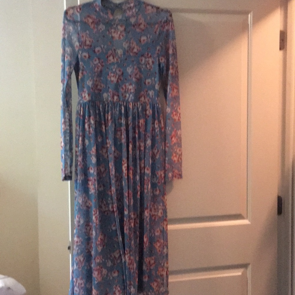 Pink and blue floral dress